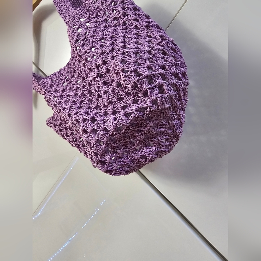 ✨ 3/$20✨ Handmade violet crochet tote bag, beach bucket bag - Picture 2 of 5